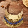 Collana etnica blu e dorata in stile antico