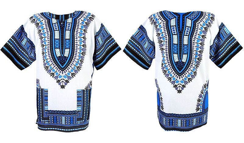 Camicia e maglietta Dashiki bianca e blu | Yamado / Angelina