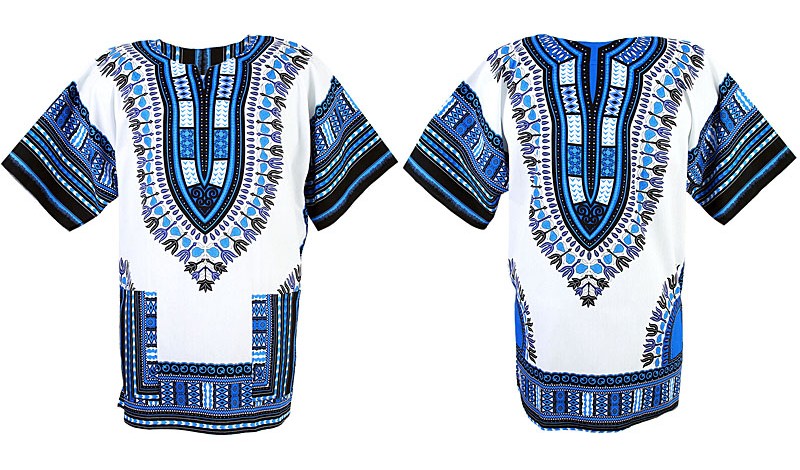 Camisa y camiseta Dashiki blanca y azul | Yamado / Angelina