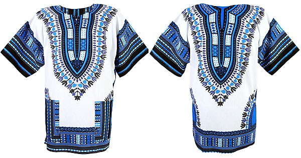 Camicia e maglietta Dashiki bianca e blu | Yamado / Angelina