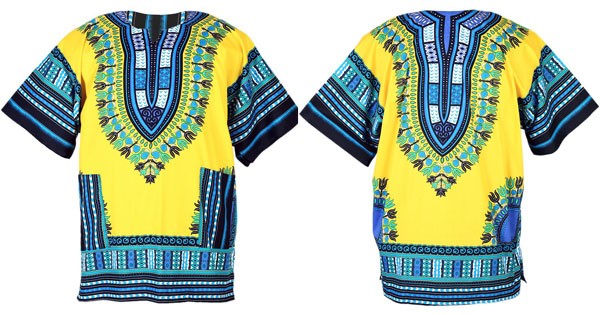 Yellow and blue Dashiki Shirt & T-shirt | Yamado / Angelina