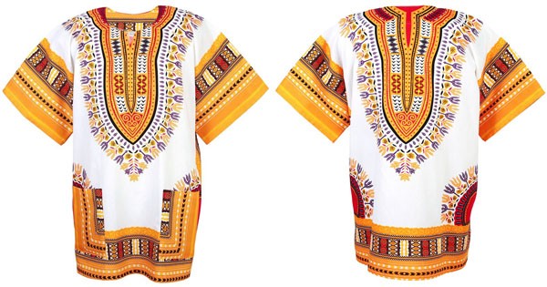 Camisa y camiseta Dashiki naranja y blanca | Yamado / Angelina