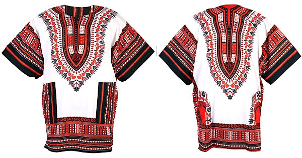 Camicia emaglietta dashiki bianca e rossa  | Yamado / Angelina